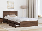 Bed Frame with Drawer Brown Oak 90 x 190 cm Engineer Wood 3410755