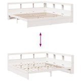 Bookcase Bed without Mattress White 180x200 cm Solid Wood Pine 3324347