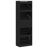 Shoe Cabinet with 4 Flip-Drawers Black 60x34x187.5 cm 3214372