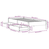 Bed Frame without Mattress White 90x200 cm Solid Wood Pine 3301720