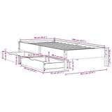 Bed Frame without Mattress White 90x200 cm Solid Wood Pine 3301720