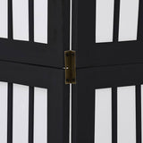 Room Divider 4 Panels Black Solid Wood Paulownia 358771