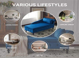 Velvet Chaise Lounge Sofa with Storage, Upholstered Chaise lounge Couch with Pillow for Living Room, N652P201198B