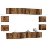 Wall Mounted TV cabinets 8 pcs Old Wood Engineered Wood 3328951