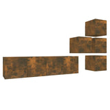 6 Piece TV Cabinet Set Smoked Oak Engineered Wood 3120299