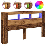 LED Headboard Old Wood 180x18.5x103.5 cm Engineered Wood 857690