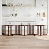 Dog Gate with Door Foldable 6 Panels Brown Oak 300 cm Solid Wood Fir 352293