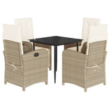 5 Piece Garden Dining Set with Cushions Beige Poly Rattan 3212571
