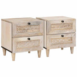Bedside Cabinet 2 pcs Beige 40 x 33 x 46 cm Solid Acacia wood 4018115