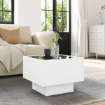 ZNTS Side Table with LED White 40x40x30 cm Engineered Wood 847497