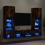 5 Piece TV Wall Units with LED Smoked Oak Engineered Wood 3216694