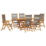 Garden Dining Set Folding 7 pcs Grey Solid Acacia Wood 3375739