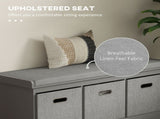 Three-Drawer Shoe Storage Bench, with Padded Top Seat - Grey T3398P329500