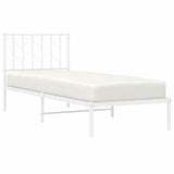 Metal Bed Frame without Mattress with Headboard White 80x200cm 374477