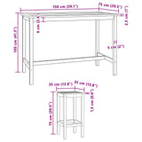 Outdoor Bar Set 7 pcs Natural Solid Teak Wood 3422500