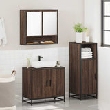 ZNTS 3 Piece Bathroom Furniture Set Brown Oak Engineered Wood 3300979