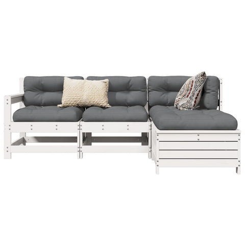4 Piece Garden Sofa Set White Solid Wood Pine 3250777