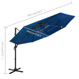 Parasol Azure Blue Polyester 3x3 m Tiltable Garden Parasol 313835