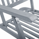 Sun Lounger Grey Wash Acacia Hardwood Full-Length Foldable 45957