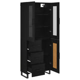 Highboard with Drawer 2 pcs Black Oak Engineered Wood and Glass 3416219