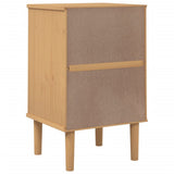 Bedside Cabinet SENJA Rattan Look Brown 40x35x65 cm Solid Wood Pine 358013