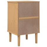 ZNTS Bedside Cabinet SENJA Rattan Look Brown 40x35x65 cm Solid Wood Pine 358013