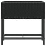 Garden Planters with Shelf 2 pcs Black 70x28x70 cm Poly Rattan 3210510
