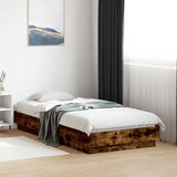 Bed Frame without Mattress with LED Lights Smoked Oak 75x190 cm Small Single 839550