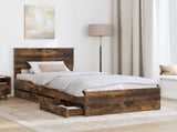 Bed Frame with Drawer Smoked Oak 90 x 190 cm Engineer Wood 3408023