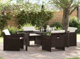 Garden Dining Set 5 pcs Brown Poly Rattan 3380603