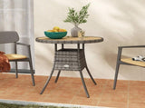 70 cm Wood-Effect Rattan Garden Table - Natural Wood Finish T3398P553234