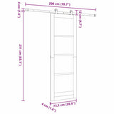 Sliding Door White and Black 73.5 x 211 cm Solid Pine Wood 3333357
