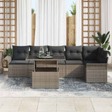 Garden Sofa Set with Cushion 7 pcs Grey Poly rattan 3348295