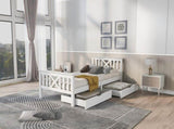 Wooden Bed Frame with Drawers Single Storage Bed Solid Pine Wood,3FT Guest Bed For Adults, Kids, WF292375AAW
