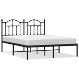 Metal Bed Frame without Mattress with Headboard Black 140x190cm 353439