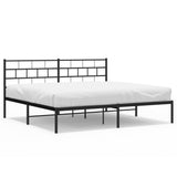 Metal Bed Frame without Mattress with Headboard Black 180x200cm 355663