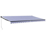 Retractable Awning Blue and White 5x3 m Fabric and Aluminium 3154450