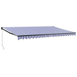 Retractable Awning Blue and White 5x3 m Fabric and Aluminium 3154450