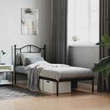 Metal Bed Frame without Mattress with Headboard Black 80x200cm 353430