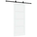 Sliding Door White and Black 83 x 202 cm Solid Pine Wood 3333337