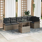 Garden Sofa Set with Cushion 7 pcs Grey Poly rattan 3348295