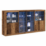 LED Sideboard 3 pcs Old Wood 202 x 37 x 100 cm Engineered Wood 3333126