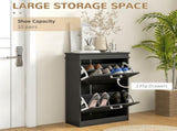 Two-Drawer Minimalistic 10-Shoe Cabinet - Black T3398P423894