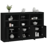 Sideboard Black Engineered wood, Glass Large Sideboard 3209143