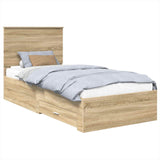 Bed Frame with Drawer Sonoma Oak 100 x 200 cm Engineered Wood 3409687