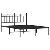 Metal Bed Frame without Mattress with Headboard Black 140x190cm 373691
