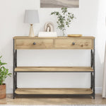 ZNTS Console Table Artisan Oak 100x28x75 cm Engineered Wood & Steel 863528