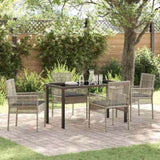 Garden Dining Set with Cushion 5 pcs Light Grey Poly Rattan 3379900