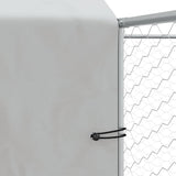 Outdoor Dog Kennel with Roof Silver 4x4x2.5 m Galvanised Steel 3190478