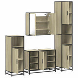 4 Piece Bathroom Furniture Set Sonoma Oak Engineered Wood 3301211